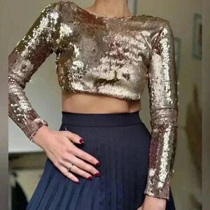 ✨ Stunning Rose Gold Sequin Crop Top ✨